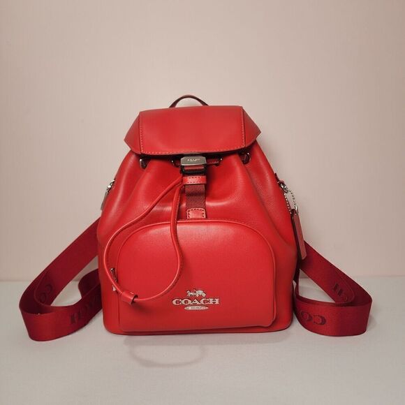 NWT Coach CR100 Pace Backpack Smooth Leather Miami Red - Picture 1 of 7